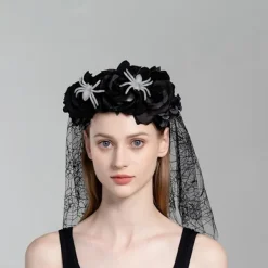 Halloween spets slöja, svart> Huvudbonader