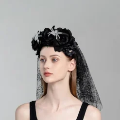 Halloween spets slöja, svart> Huvudbonader