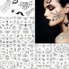 Halloween Spindel Ansikts Tatueringar Spindelnät Tillfälliga Tatueringar Axlar Arm Rygg Kroppskonst Dekal, 12 Ark> Smink