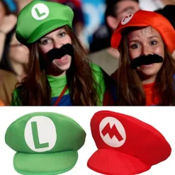 FMYSJ Halloween Super Mario Bros Cosplay Skumröd eller Grön Hatt med Mustasch Karneval Party Cap Rekvisita Kostymtillbehör (FMY)> Huvudbonader