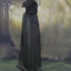 Halloween Svart Huva Kåpa Skördarens Kåpa Svart Djävulens Kåpa Cosplay Bal Maskerad Halloween Maskerad Vuxna Barn Maskeraddräkt(er 180cm)><noscript><img width=