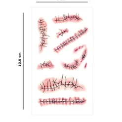 Delivast Halloween Tatuering Sår Stygn 8-Pack><noscript><img width=