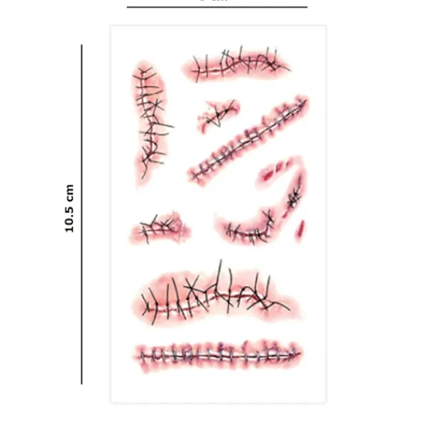 Delivast Halloween Tatuering Sår Stygn 8-Pack> Smink