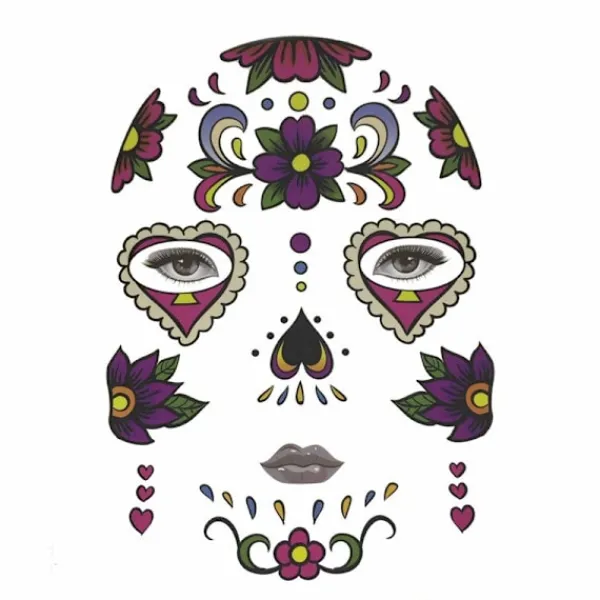 Halloween temporär ansikte konst vattentät , skalle tatuering> Smink