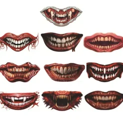 Halloween Temporära Ansiktstatueringar, Day of the Dead Sockerskalle Mun Tatuering för Kvinnor Män Barn Halloween Party Favör Tillbehör, 10-Ark 22(120-130CM) | Fyndiq> Smink