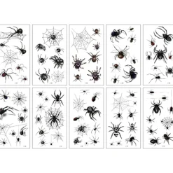 Halloween Temporära Tatueringar för Barn - Pumpor Spindlar & Döskallar [YDE] Spider> Smink