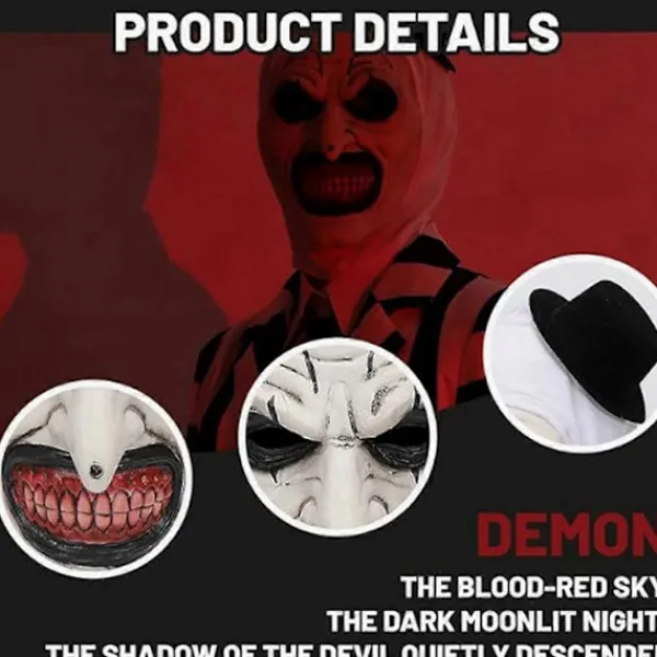 FMYSJ Halloween Terrifier Mask Clown Mask Läskig Joker Kostym Halloween Skräck Läskig Mask för Vuxna Män Kvinnor (FMY)> Masker