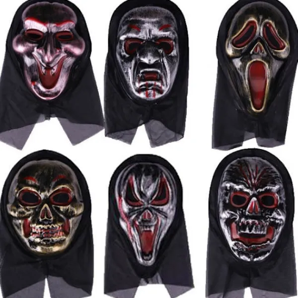 Halloween Terror Mask Set med 6 former, Ghostface, Skalle No,> Masker