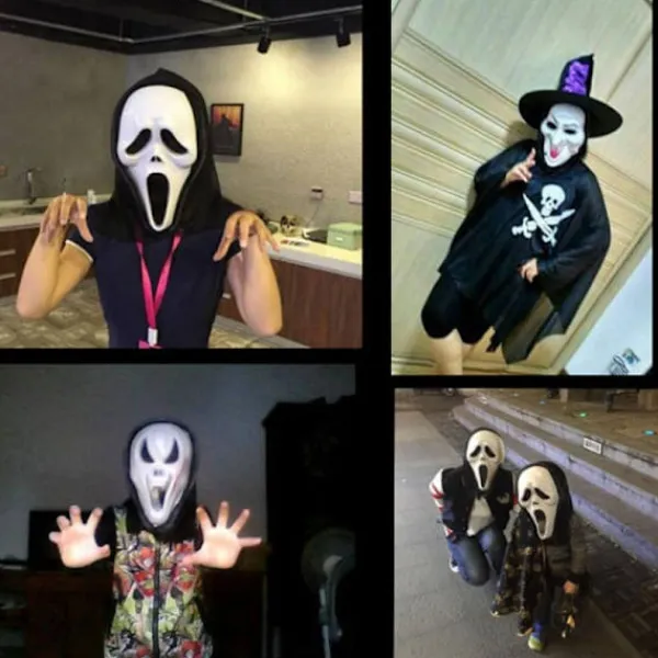 Halloween Terror Mask Set med 6 former, Ghostface, Skalle No,> Masker