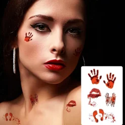 Halloween Waterproof Fake Temporary Tattoos Stickers For Women Long-time Body Art Face Jewels Festival Accessories> Smink