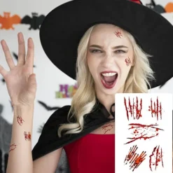Halloween Waterproof Fake Temporary Tattoos Stickers For Women Long-time Body Art Face Jewels Festival Accessories> Smink