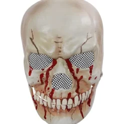 Halloween-dödskallemask med rörlig käke, unisex-vuxen cosplay-mask blodig läskig skelettmaskerad halv ansiktshjälm för Halloween-fest cosplay-dräkt><noscript><img width=