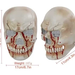 Halloween-dödskallemask med rörlig käke, unisex-vuxen cosplay-mask blodig läskig skelettmaskerad halv ansiktshjälm för Halloween-fest cosplay-dräkt><noscript><img width=