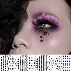 LAIQIANKUA Halloweenfest 4 delar / Svarta mörka ansikts- och kroppssmycken> Smink