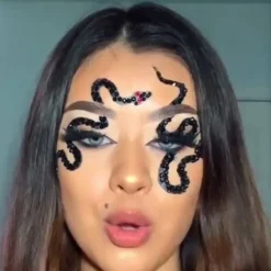 LAIQIANKUA Halloweenfest 4 delar / Svarta mörka ansikts- och kroppssmycken><noscript><img width=