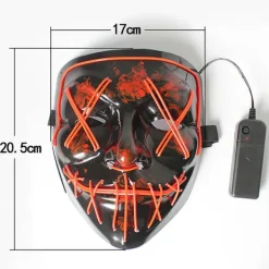 FMYSJ Halloween-fest LED-lysande neonmask skrämmande cosplay-stygn skräckmask lyser upp maskeradmask (FMY)> Masker