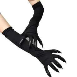 Halloween-Handskar för Vuxna Halloween-Klor Långa Svarta Djurfötter Handskar med Läskiga Långa Naglar Roliga Spöke Svarta Naglar><noscript><img width=