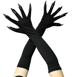 Halloween-handskar Vuxna Halloween-klor Långa svarta djurfötter Handskar med läskiga långa naglar Roligt spöke> Tillbehör