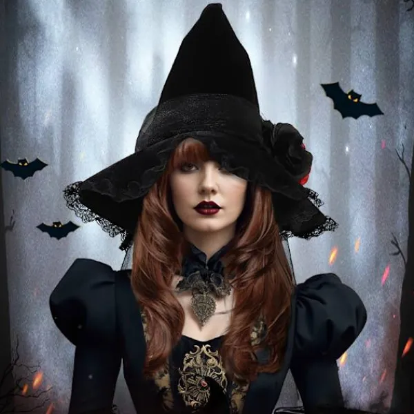 Jettbuying Halloween-Hatt för Kvinnor Häxhatt Häxhattar för Kvinnor> Huvudbonader