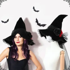 Jettbuying Halloween-Hatt för Kvinnor Häxhatt Häxhattar för Kvinnor><noscript><img width=