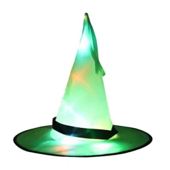 Halloweenhatt Häxhatt Mössa Glödtråd Halloween Häxkostym Tillbehör för Halloweenfest Fest Mode Prom Cosplay grön> Huvudbonader
