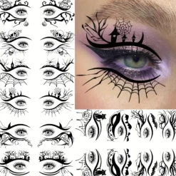 FMYSJ Halloween-häxögon Makeup Tillfälliga Tatueringar för Män och Kvinnor, 10-pack Realistiska Falska Ögonhörn Tatueringsdekaler, Långvariga Avlånga Ögon (FMY) 10 Sheets In One Package | Fyndiq> Smink