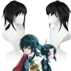 Halloweenkostym Demon Slayer: Kimetsu no Yaiba Kamado Tanjiro Mizuko Agatsuma Zenitsu Tomioka Giyuu uniform 160> Peruker