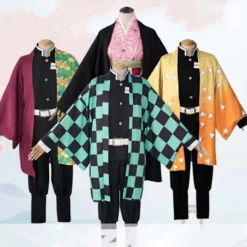 Halloweenkostym Demon Slayer: Kimetsu no Yaiba Kamado Tanjiro Mizuko Agatsuma Zenitsu Tomioka Giyuu uniform 160> Peruker
