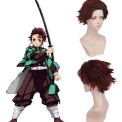 Halloweenkostymer: Demon Slayer: Kimetsu no Yaiba, Tanjiro Kamado, Nezuko, Agatsuma, Zenitsu och Tomioka Giyuu> Peruker