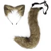 Halloween-kostymsimuleringsrävplyschsvans kostymtillbehör odjurssvans kattoar hårband huvudbonad> Tillbehör