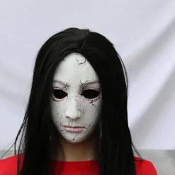 Bluedio Halloween-mask för män, skräckspökhus, rumflykt, skelett, kvinnligt spöke, zombie, äcklig, läskig grimas, huvudskydd> Masker