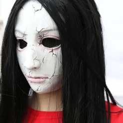 Bluedio Halloween-mask för män, skräckspökhus, rumflykt, skelett, kvinnligt spöke, zombie, äcklig, läskig grimas, huvudskydd><noscript><img width=