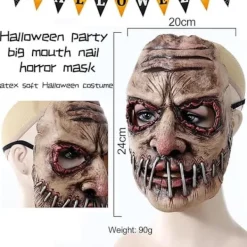 Halloweenmask för vuxna - Skräckmask - Läskig ansiktsmask - 24x20 cm - Karnevalskostym rollspel> Masker