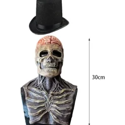 Halloween-mask Full Head Skull Mask, Realistisk Läskig Mask med Mo> Dräkter