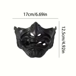 Halloweenmask halvt ansikte japansk stil, festkostymrekvisita Halloween><noscript><img width=
