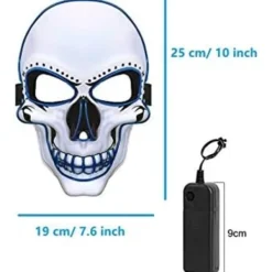 Halloween-mask led, dödskallemask, ofarlig LED-mask med 3 blixtar><noscript><img width=