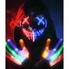 Halloween-mask med skeletthandskar, 3-läges upplyst läskig LED-mask med LED-glödande handskar, Halloween-dekorationer-FA-> Tillbehör