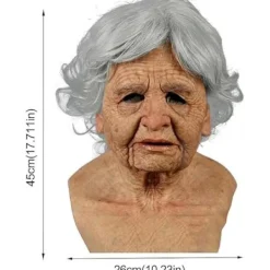 Halloweenmask Realistisk Gammal Mansmask Skrämmande Mänsklig Latexmask, Skrämmande Rynkig Mask Halloween Cosplay Kostym Mask Party Rekvisita><noscript><img width=