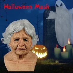 Halloweenmask Realistisk Gammal Mansmask Skrämmande Mänsklig Latexmask, Skrämmande Rynkig Mask Halloween Cosplay Kostym Mask Party Rekvisita><noscript><img width=