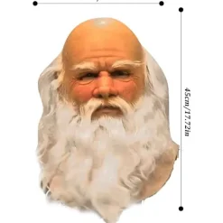 Halloweenmasker för vuxna, tomtemasker med vitt skägg i latex, söta julmasker för barn och vuxna, helmask för cosplay-dräkt, julfest, karneval><noscript><img width=
