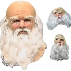 Halloweenmasker för Vuxna, Jultomtemask med Vitt Skägg i Latex, Söt Julmask för Barn och Vuxna, Helansiktsmasker för Cosplay Kostym Julfest Karneval | Fyndiq> Masker