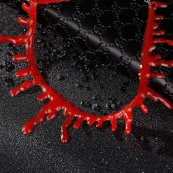 Halloween-prydnader, halsband, blodfläckade halsband, röda imitationsslående halsband> Smink