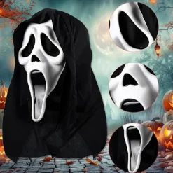 Halloween-skräckmask, skrikmask, Ghostface, läskig film för barn och vuxna, lämplig för spökhus, temafester och rollspel><noscript><img width=