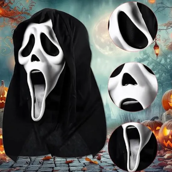 Halloween-skräckmask, skrikmask, Ghostface, läskig film för barn och vuxna, lämplig för spökhus, temafester och rollspel> Masker