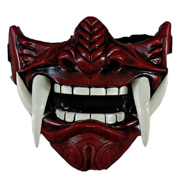 Halv Ansikte Assassin Ronin Samurai Mask Demon Oni Mempo Japansk Latexmask För Vuxen> Masker