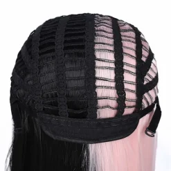 Halvrosa och svart peruk Långt rakt hår med lugg Cosplay Nat><noscript><img width=