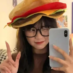 FMYSJ Hamburgerhatt för vuxna, söt rolig realistisk mysig stretchig kostymaccessoar mjuk herr dam snabbmat hamburgerkeps för present (FMY) One Size | Fyndiq> Huvudbonader