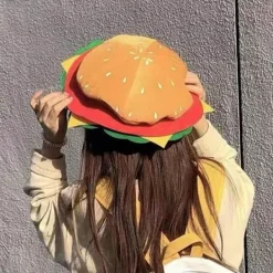 FMYSJ Hamburgerhatt för vuxna, söt rolig realistisk mysig stretchig kostymaccessoar mjuk herr dam snabbmat hamburgerkeps för present (FMY) One Size | Fyndiq><noscript><img width=