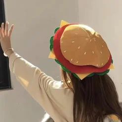 FMYSJ Hamburgerhatt för vuxna, söt rolig realistisk mysig stretchig kostymaccessoar mjuk herr dam snabbmat hamburgerkeps för present (FMY) One Size | Fyndiq><noscript><img width=