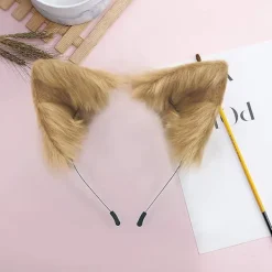 Handgjord fluffig fuskpäls räv kattöron pannband djuröron hårbåge hår><noscript><img width=